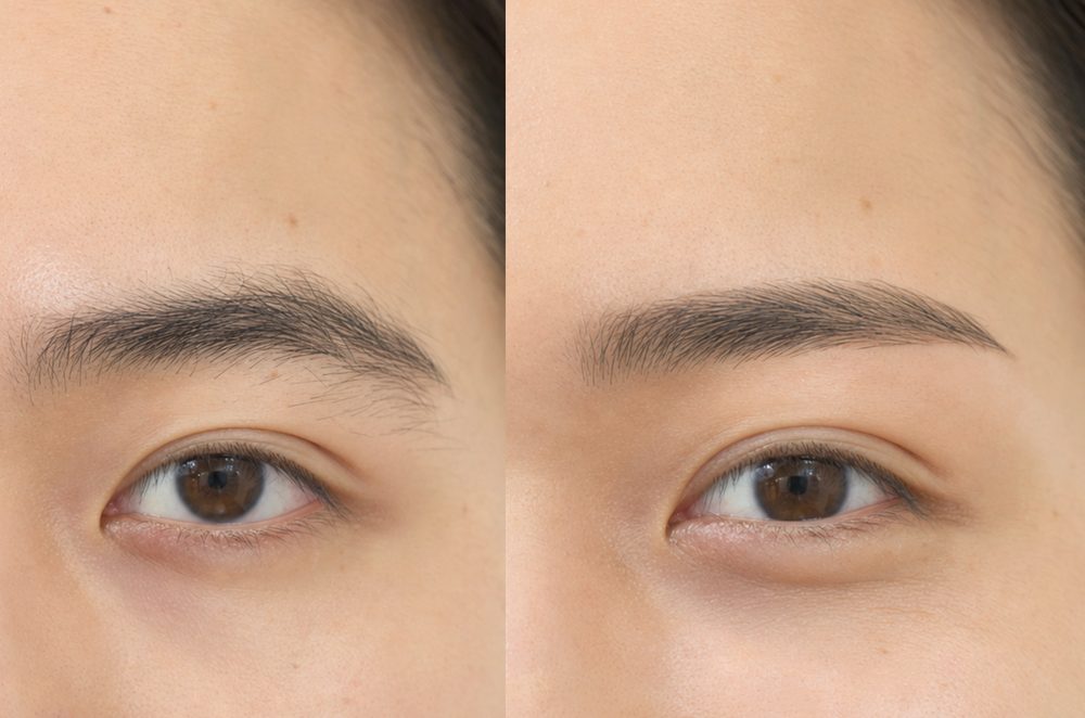 眉毛デザインのビフォーアフター：目もとをすっきり見せる王道の平行眉