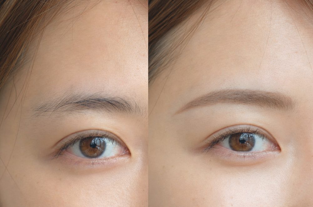 眉毛デザインのビフォーアフター：薄い眉を毛流れから立体的に
